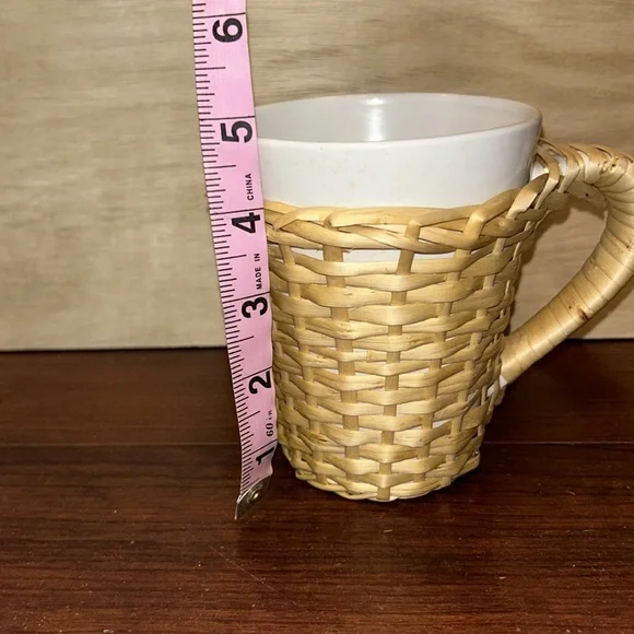 Basket Weave Coffee Mug Textured White Cup Large Rustic Farmhouse Drinkware - Picture 5 of 7